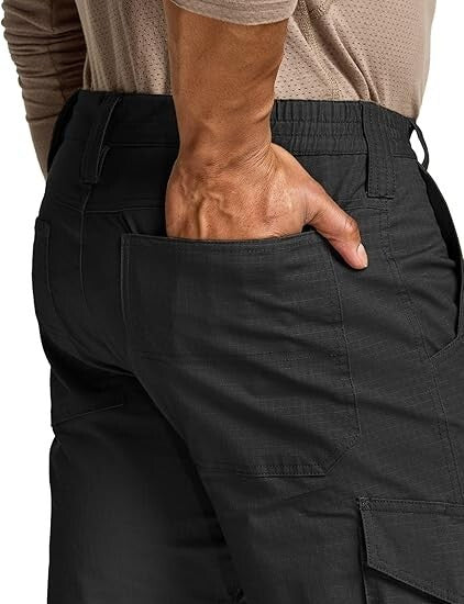CQR Men Flex Ripstop Tactical Pant, Water Resistant Stretch Cargo Pants 34Wx32L