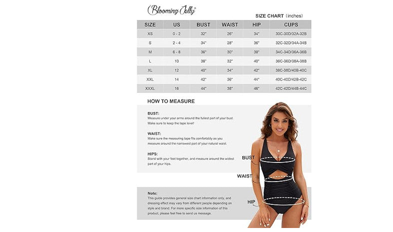 Blooming Jelly Womens One Piece Swimsuits Push Up Tummy Control Bathing~ L