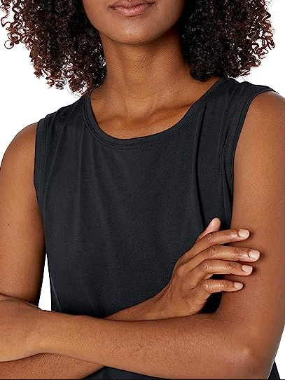 Amazon Essentials Women's Soft Cotton Standard-Fit Full-Coverage Sleeveless Yoga