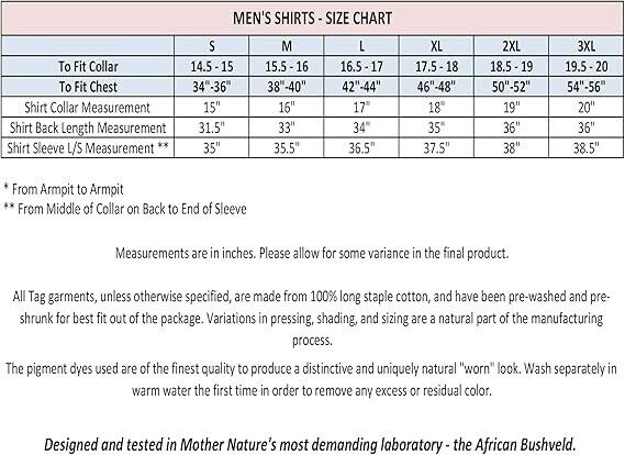 Tag Safari Trail Men's Shirt Long Sleeve, 100% Cotton Shirt for Hunters, Moss, L