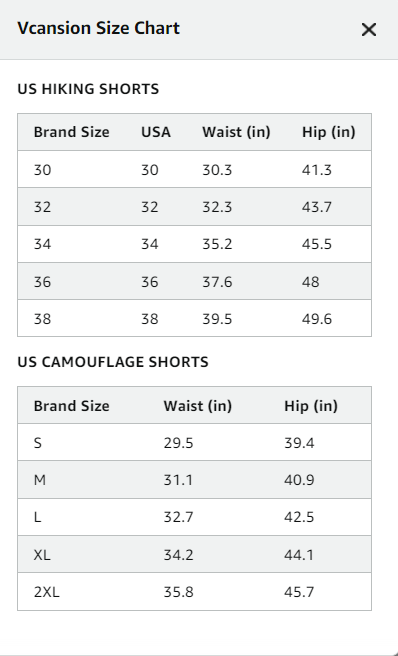 Vcansion Men's Outdoor Hiking Shorts Quick Dry Travel Cargo Shorts Tactical 36