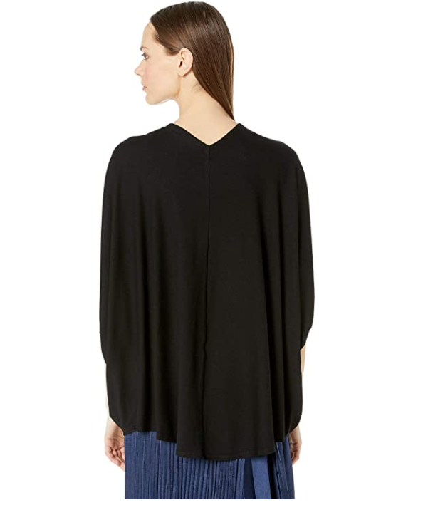 $175 Nicole Miller Women's Black Jersey Cacoon Zip Front Short Sleeve Top Size L