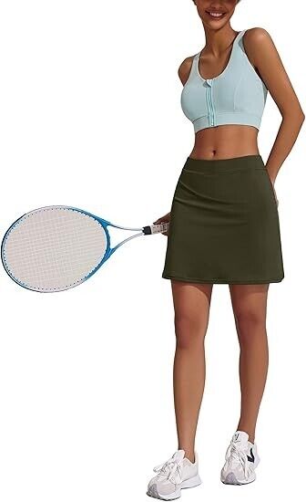 Ekouaer Women's Golf Tennis Skirt - Pockets High Waist Active Athletic Skort, M