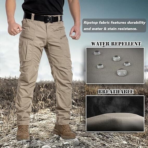 CARWORNIC Men's Rip-Stop Tactical Lightweight Water Resistant Work Pants, 38x34