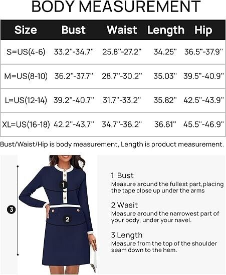 ZESICA Women's Fall Long Sleeve Bodycon Sweater Dress Crewneck Button Dress, S
