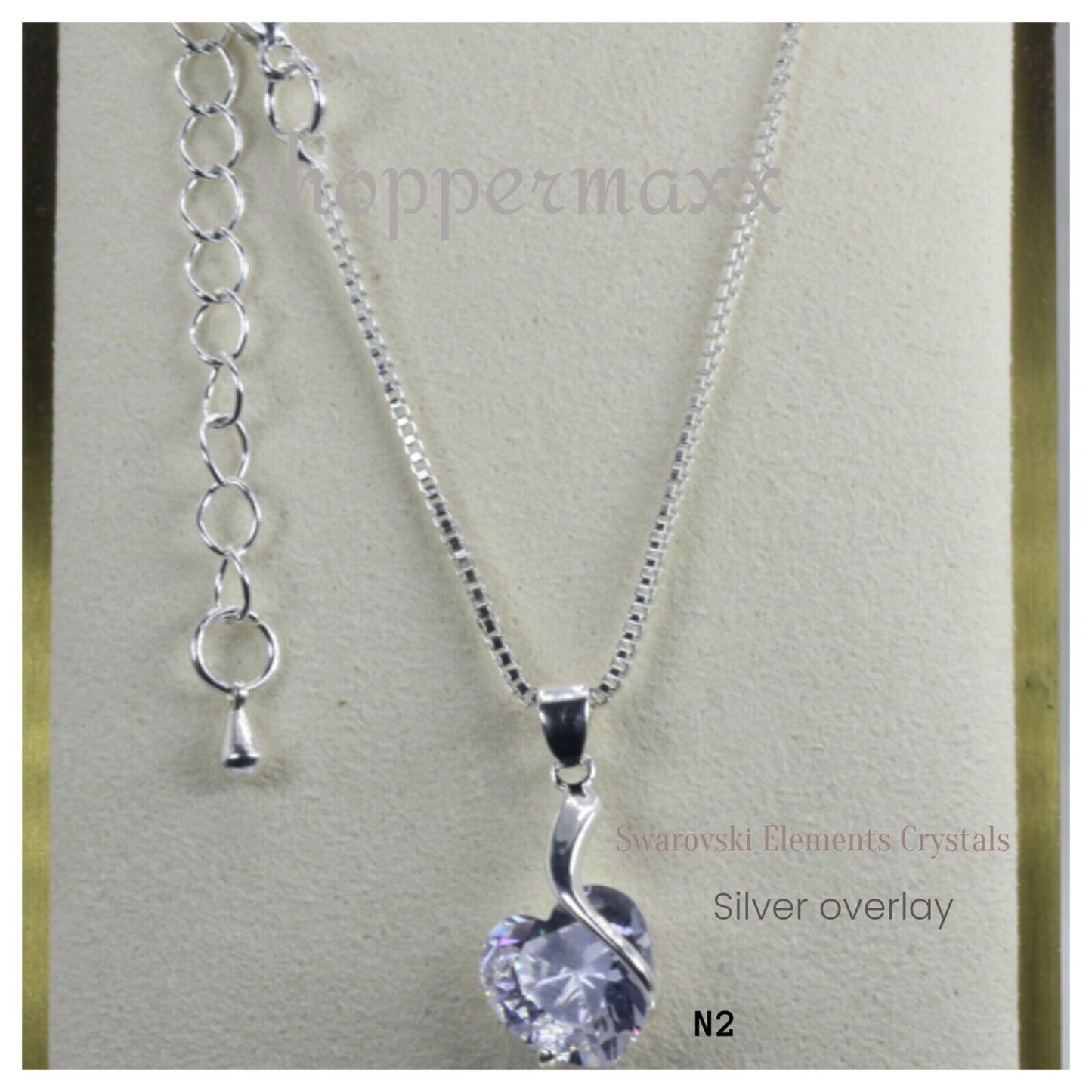 Swarovski Elements Heart's Embrace Necklaces Sterling Silver Overlay 20 " chain