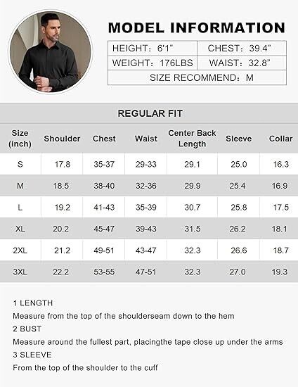 COOFANDY Men Button Down Long Sleeve Shirts Regular Fit Suit Shirt Dress, Blue L