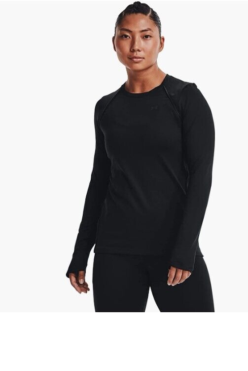 Under Armour Women's Cozy Crew Long Sleeve Crew Neck T-Shirt , Black /Grey M