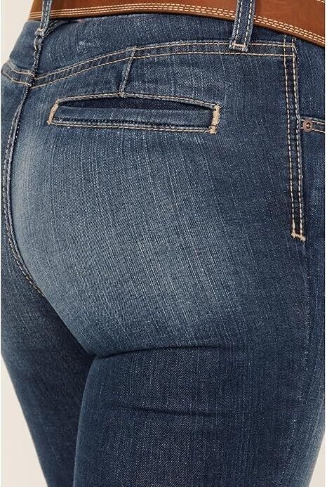 Cinch Women's Lynden Medium Wash Mid Rise Trouser Stretch Denim Jeans, 28/5 Reg