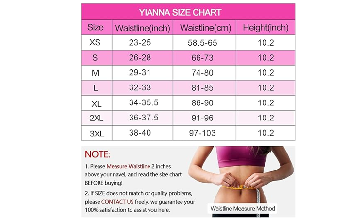 YIANNA Women's Underbust Latex Sports Girdle Short torso Waist Training, L