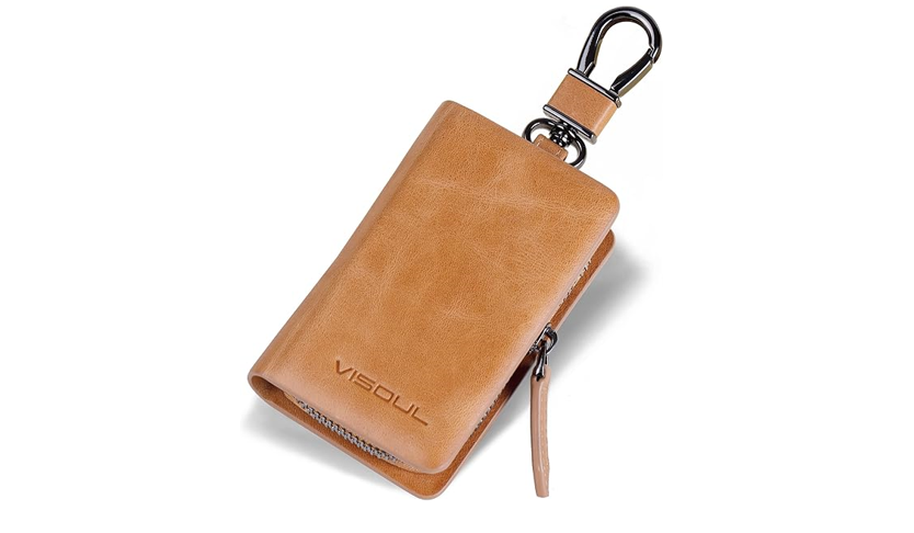 VISOUL Leather Car Key Fob Case Holder for Men and Women, Car Smart Keychain