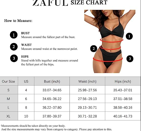 ZAFUL Women Bikini Sets Criss Cross Bathing Suit Knot Two Piece Swimwear Thong