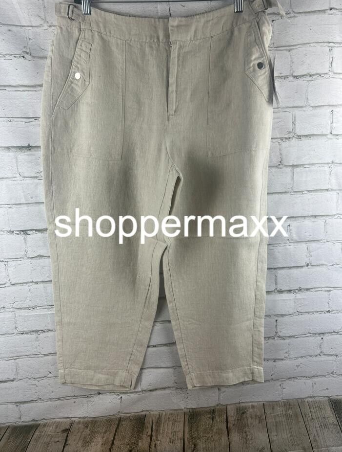 Athleta Voyager Linen Pant for Women Khaki US 18 MSRP $109