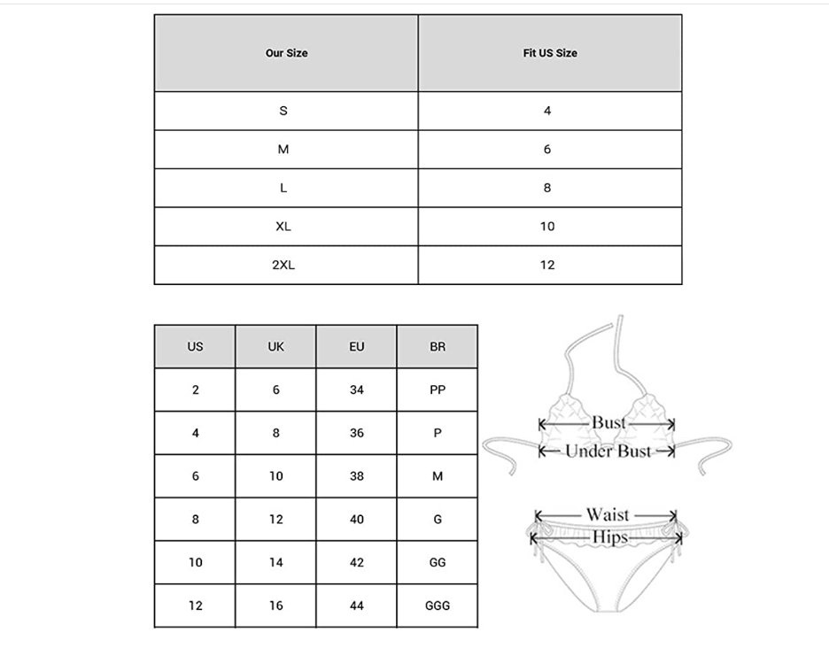 ZAFUL Bikini Scoop Neck High Cut Padded Swimwear Push Up Swimsuit Two Piece L