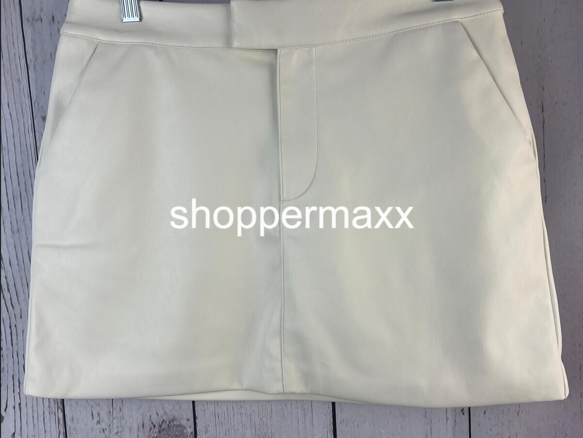 Women's Faux Leather Mini Skirt - A New Day, Cream, Size Medium