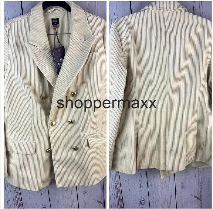 Women's Corduroy Double Breasted Blazer - Rowing Blazers x Target, Cream, Size L