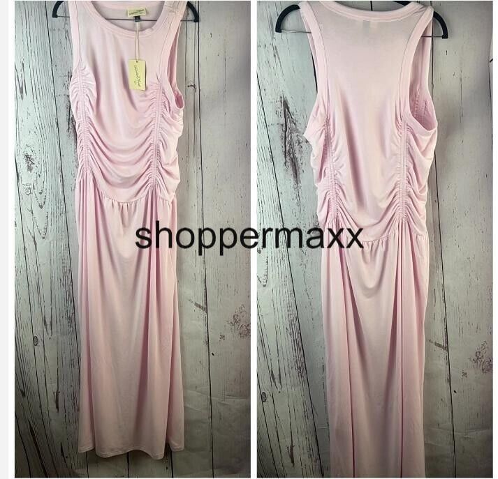 Women's Knit Midi Ruched Dress - Universal Thread, Color-Pink, Size- XS
