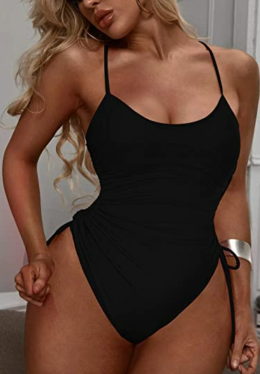 Viottiset Womens Ruched High Cut One Piece Swimsuit Tummy Control Bathing Suit S