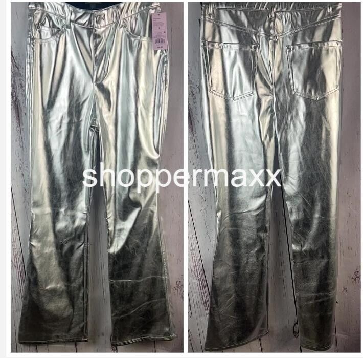 Women's High-Rise Metallic Flare Pants - Wild Fable, Silver, Size 6