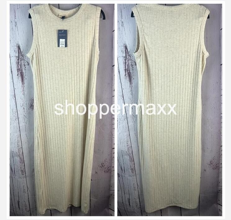 Women's Rib Knit Midi Dress - Universal Thread, Heather Cream, Size Large