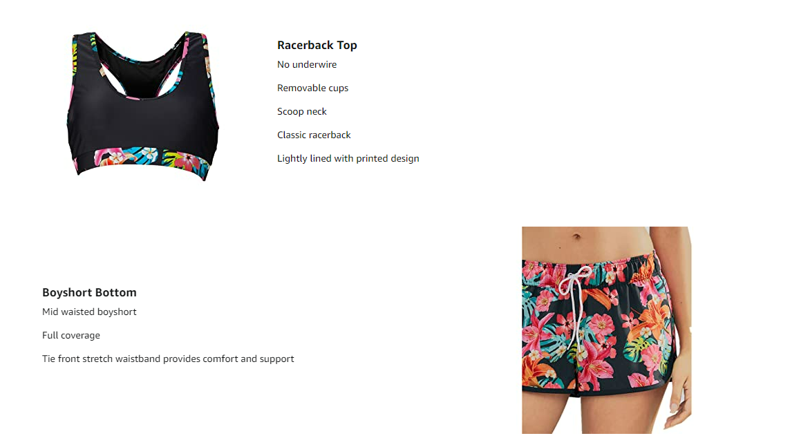 Wenley Zeng Womens Sport Two Piece Swimsuits Racerback Tops Boyshort Bottom XS
