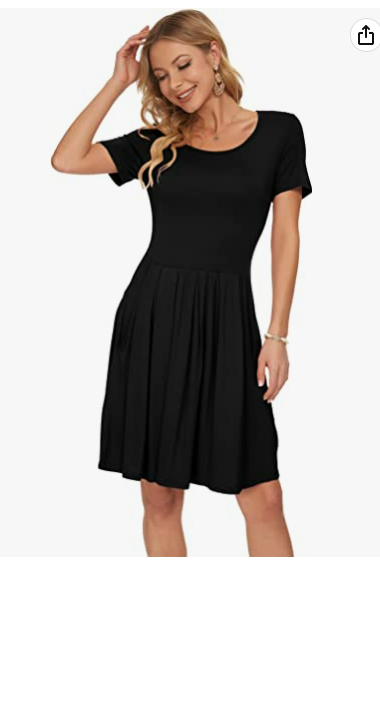 AUSELILY Women's AUSELILY Women's Casual Dress with Pockets Knee Length L
