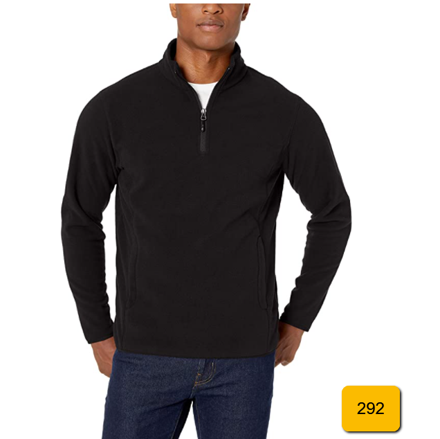 Amazon Essentials Men's Quarter-Zip Polar Fleece Jacket Black XS