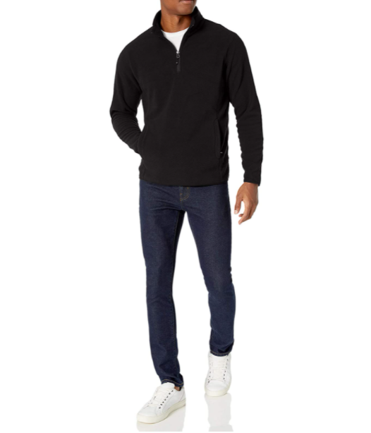 Amazon Essentials Men's Quarter-Zip Polar Fleece Jacket Black XS