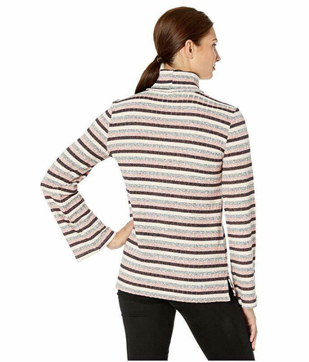 Tribal Striped Long Sleeve Turtleneck, Women's Size L, Blossom NEW