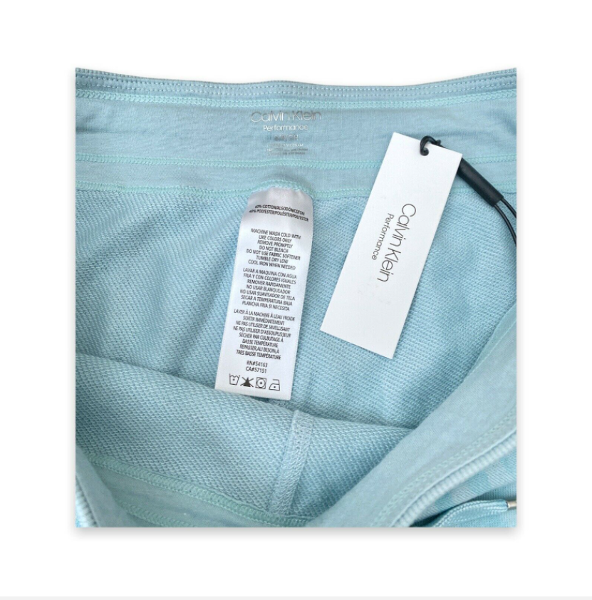 CALVIN KLEIN Performance Printed French Terry Shorts Aqua Size XXL $39 NWT