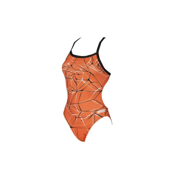 ARENA Water Light Drop Back MaxLife One Piece Swimsuit, Orange - Black, 28