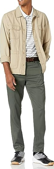 Essentials Men's Slim-Fit Stretch Golf Pant, Olive, 34W x 31L