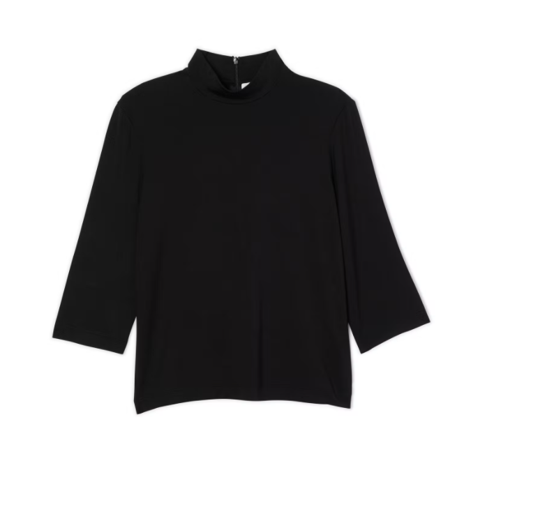 Vince. Shrunken Mock Neck Elbow Sleeve Tee Black XXS $ 110.00
