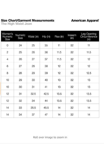 American Apparel Women's High-Waist Jean, black, 30W/32