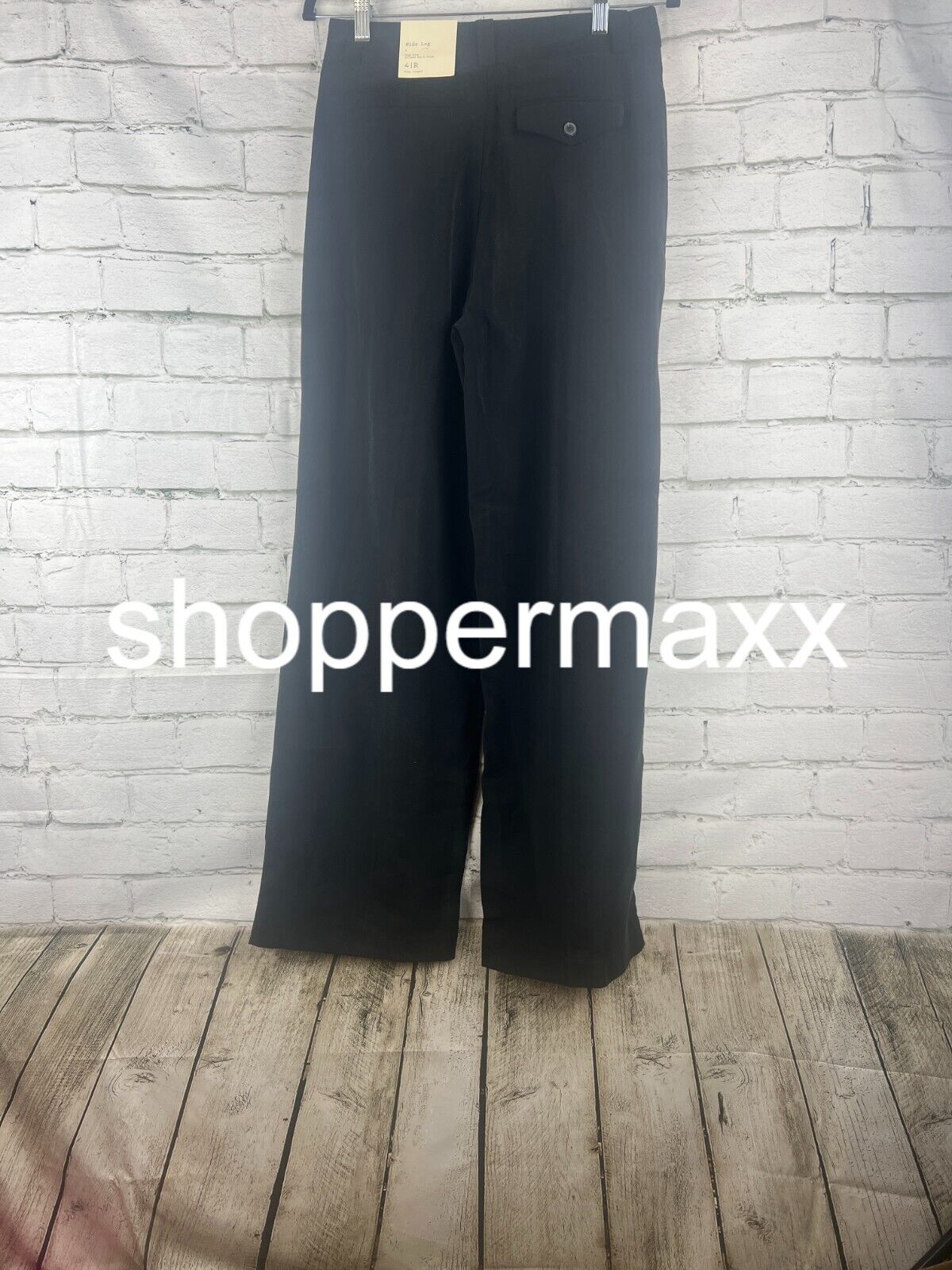 Women's High-Rise Relaxed Fit Baggy Wide Leg Trousers - A New Day, Black, 4