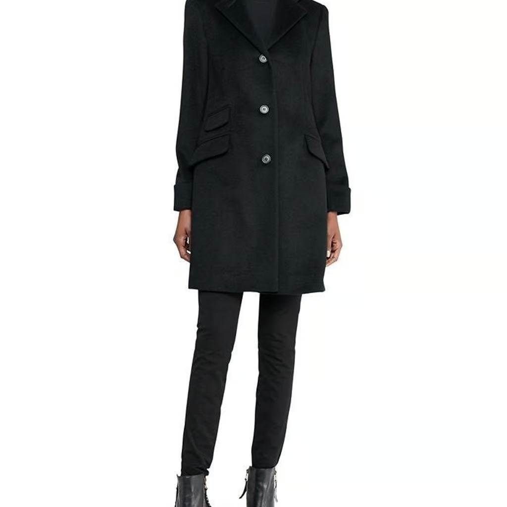 $345 LAUREN RALPH LAUREN Women's Wool Blend Walker Coat, Black, 14
