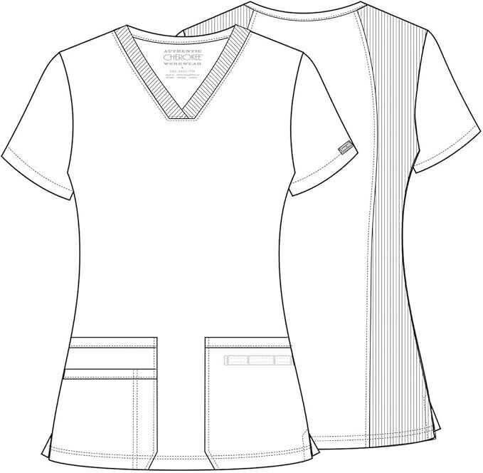 Cherokee V-Neck Women Scrubs Top Workwear Originals with Rib-Knit Back Panels XL