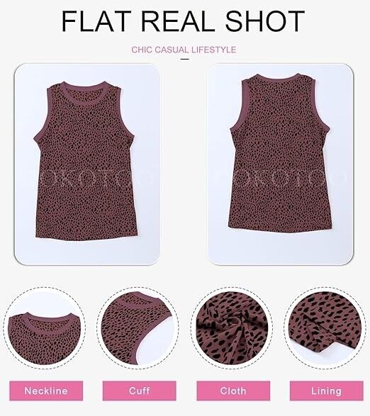 Dokotoo Womens Tank Tops Crewneck Sleeveless Summer Blouses Slim Fit T-Shirt, XL