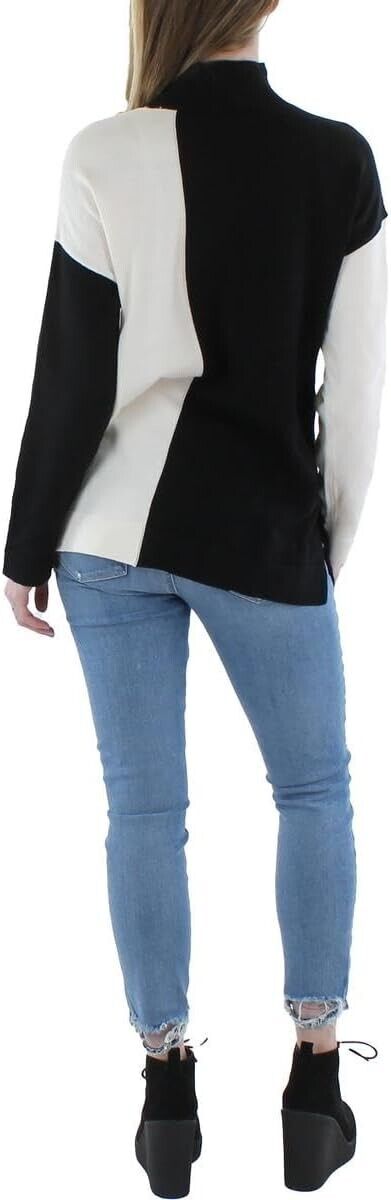 Anne Klein Women's Oversized COLORBLOKED Drop Shoulder Sweater Anthra/Ameth XXL