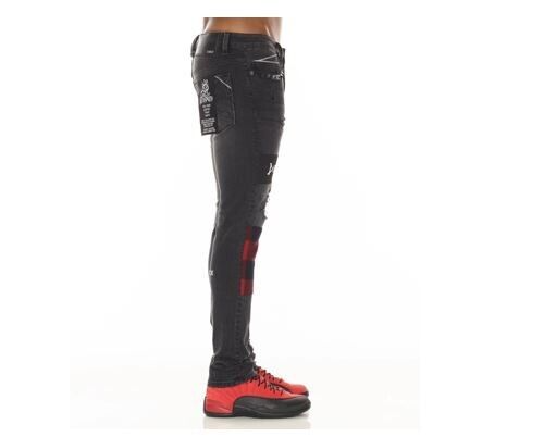 Cult of Individuality Men's Jeans, Plaid,super skinny style, 40WX32L, Black