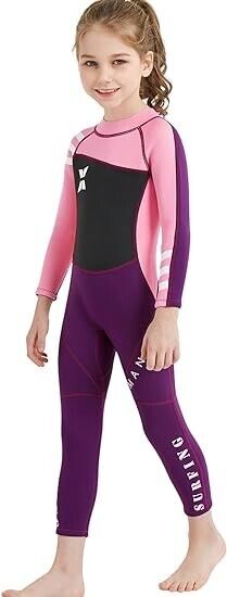 DIVE & SAIL Kids 2.5mm UV Protective Thermal Swim Suits Long Sleeve, Pink L