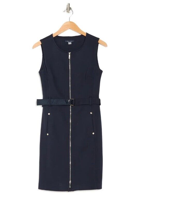 TOMMY HILFIGER Women's Dress Pique Zip Front Dress Navy 8 Mini Dress Short Dress