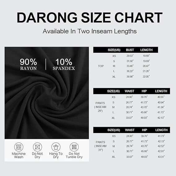 Darong Women Two Piece Outfits Lounge Tracksuit Sets~ Pullover Tops and Pants, L