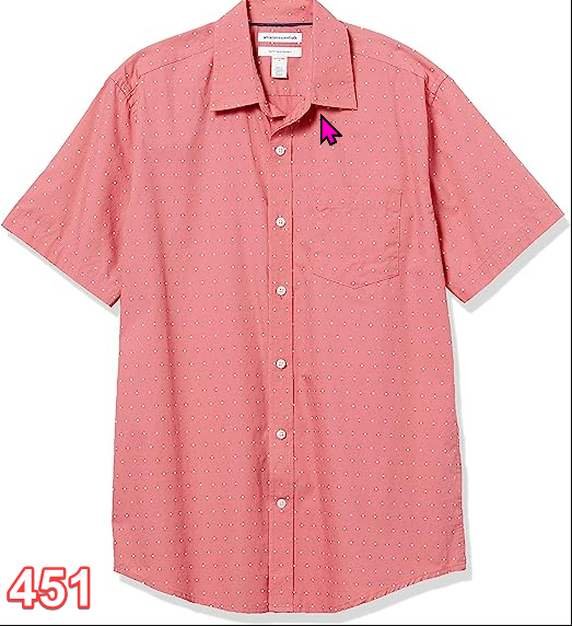 Amazon Essentials Men's Regular-Fit Short-Sleeve Poplin Shirt Coral Orange/White