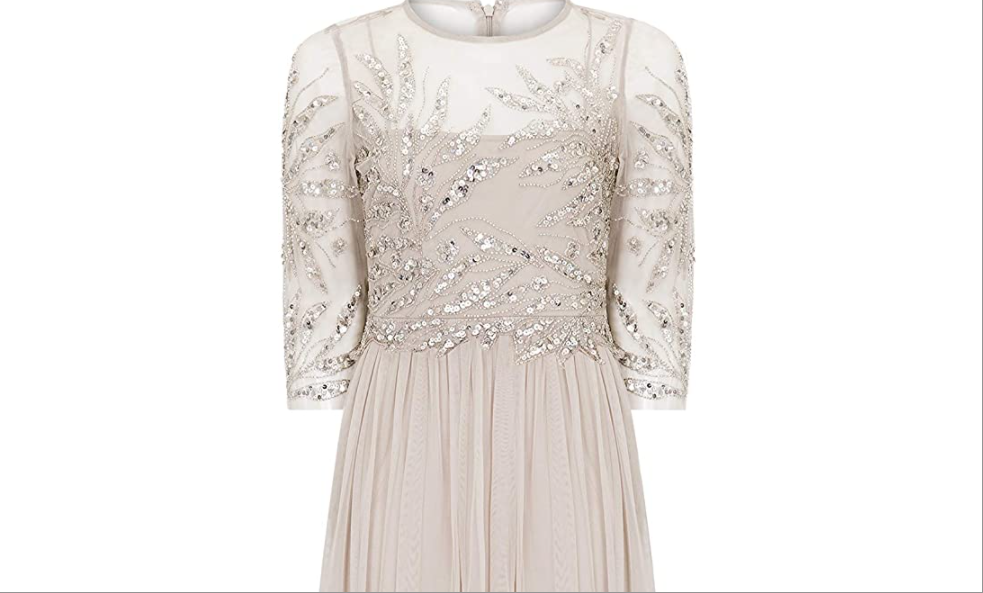 Adrianna Papell Women's Long Beaded Dress Marble 4 Adrianna Papell Women's Dress