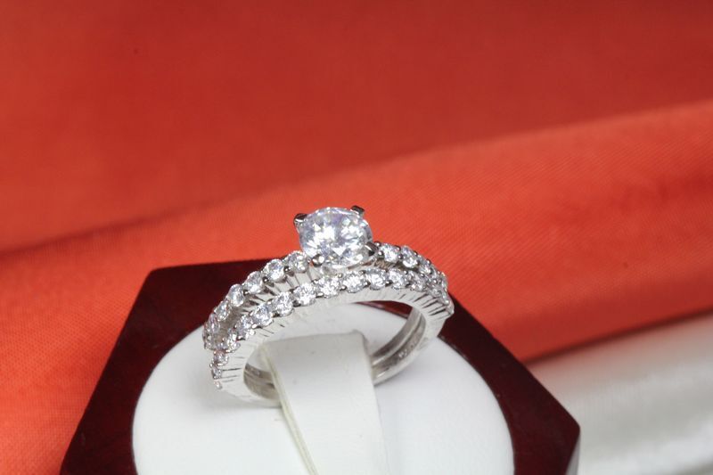 VNGT 2.02 CT STERLING SILVER 925 ROUND CZ ENGAGEMENT WEDDING RING SET WRS47-MT