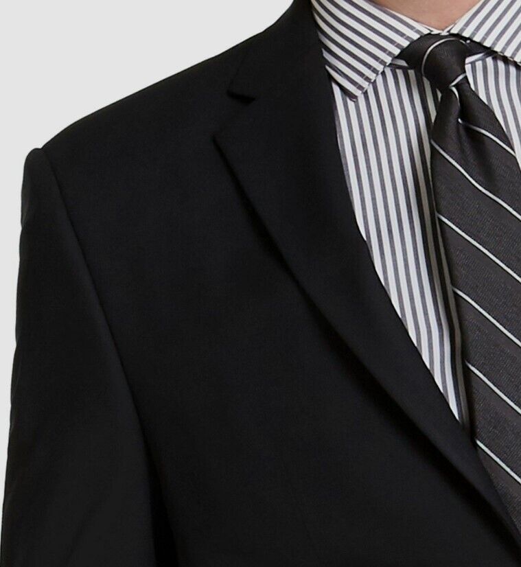 $395 Geoffrey Beene Men Black Classic Fit Check Blazer Sport Coat Jacket Sz 40R