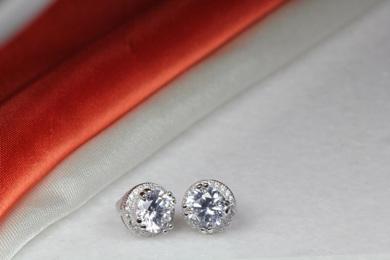 BRAND NEW 4.54 CTW/PAIR BEAUTIFUL PAVE HALO STERLING SILVER 925 CZ STUD EARRINGS