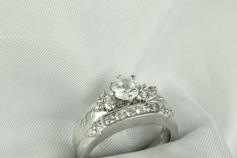 925 STERLING SILVER ANTIQUE STYLE CZ ENGAGEMENT RING WEDDING RING SET