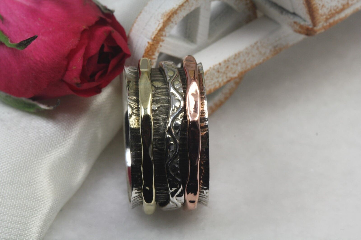 Wide Heavy Sterling Silver Spinner Ring Rose Gold Spinner Ring Gold Spinner Ring